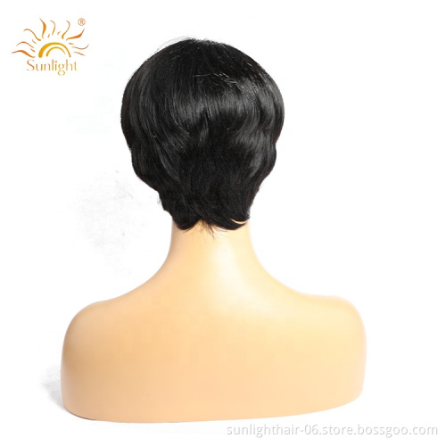 Wholesale New Sunlight hair pixie cut short hair wigs 150 density 100 % brazilian indian human hair straight bob wig short wig